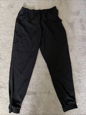 Scrubstar Black Scrub Pants with Pink Stitching